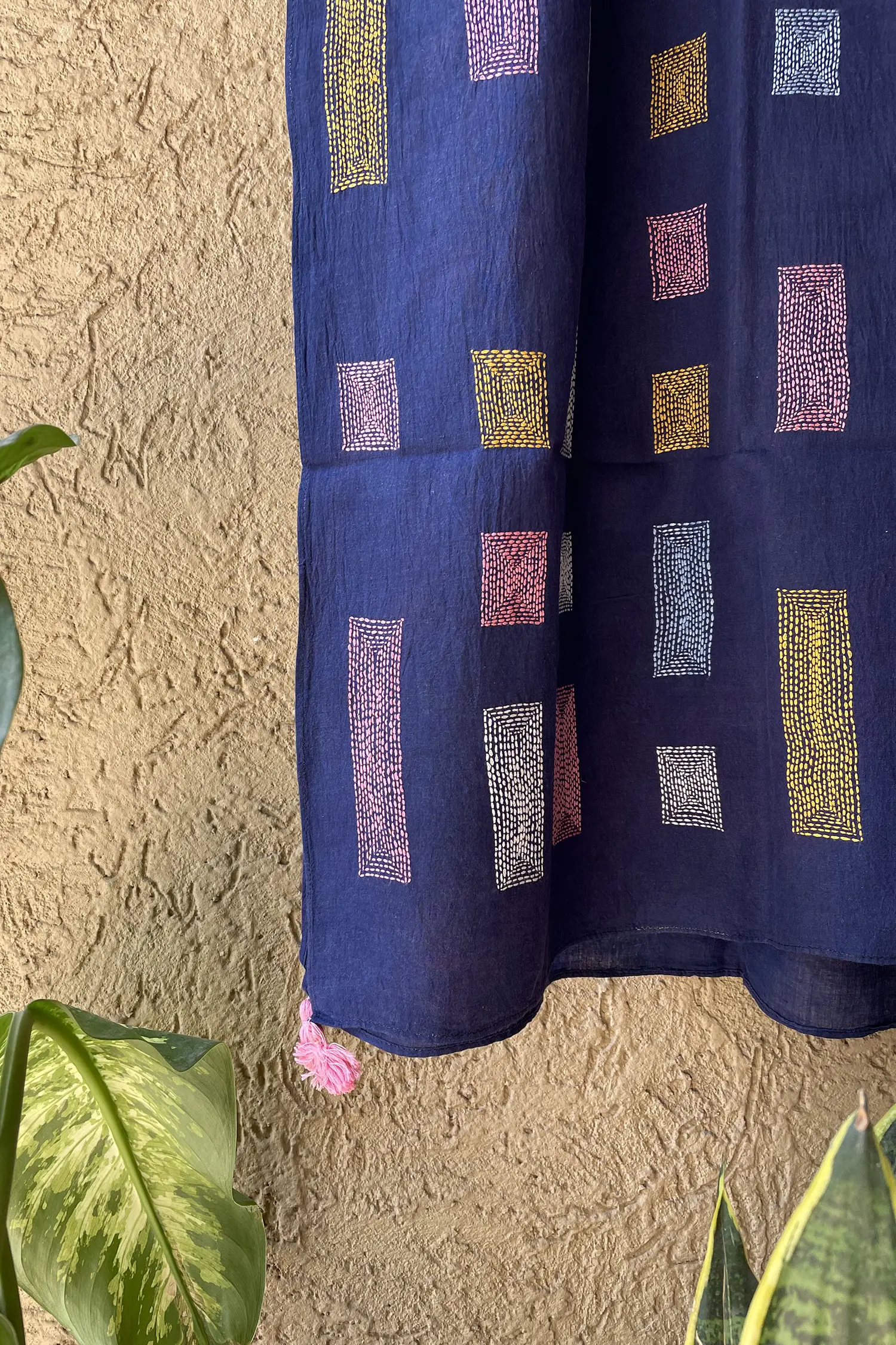 Colour Block Stole- Indigo