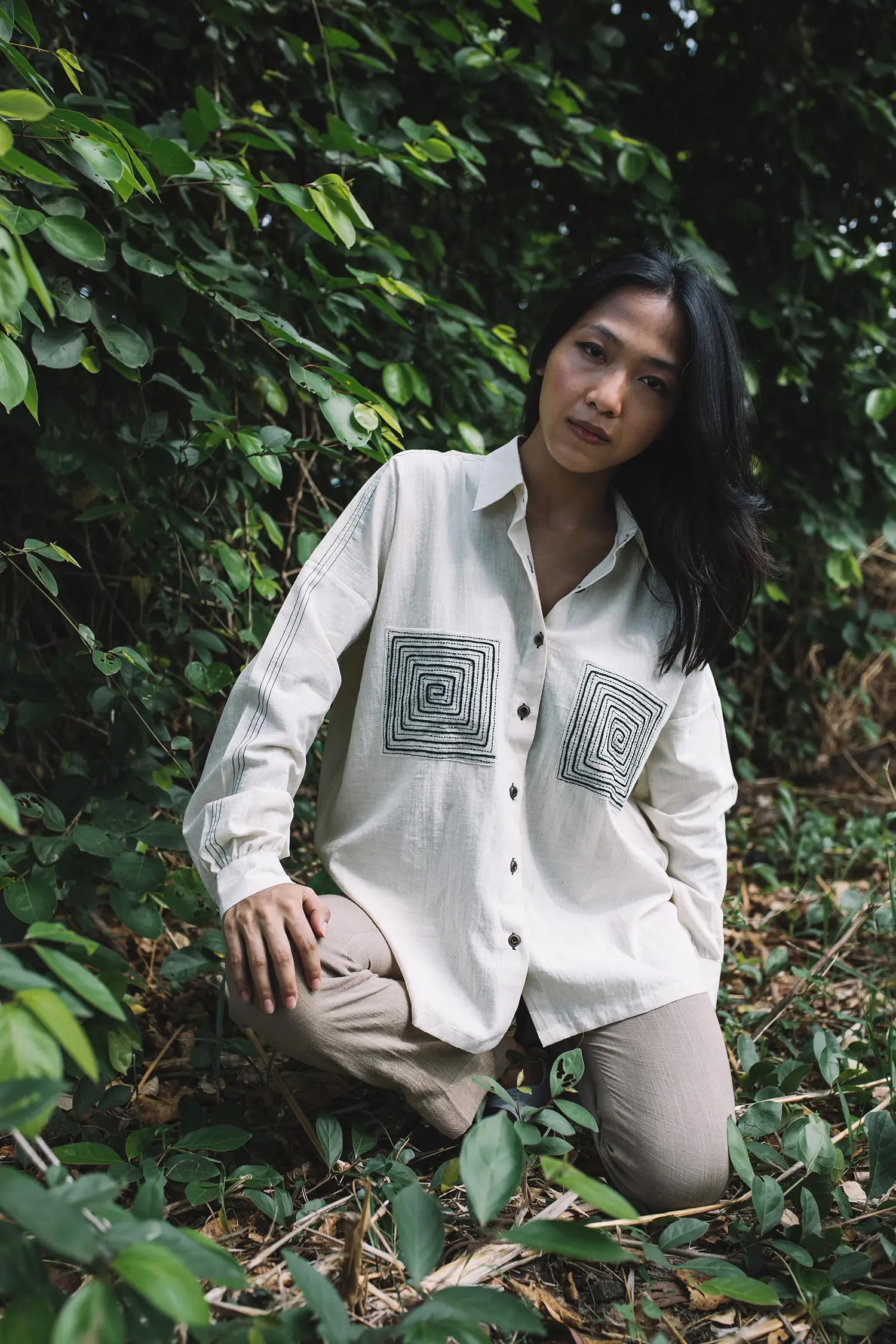 Spiral Pocket Shirt - White