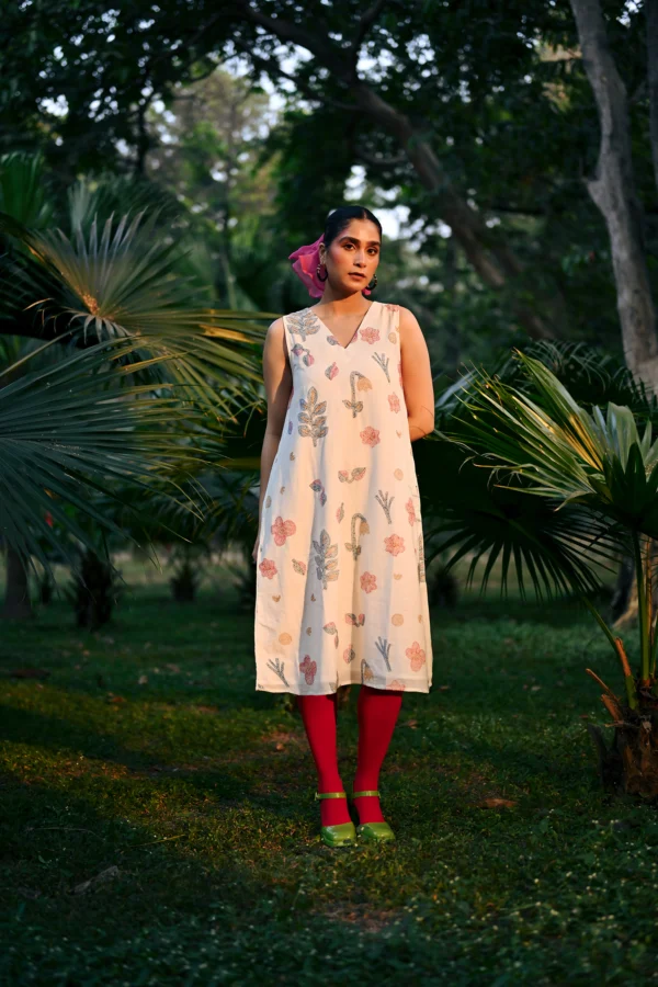 Oshibana Sleeveless Dress - White