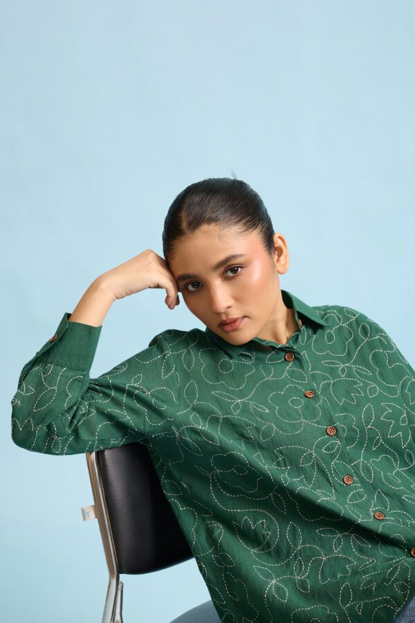 Forest Bloom Shirt – Dark Green