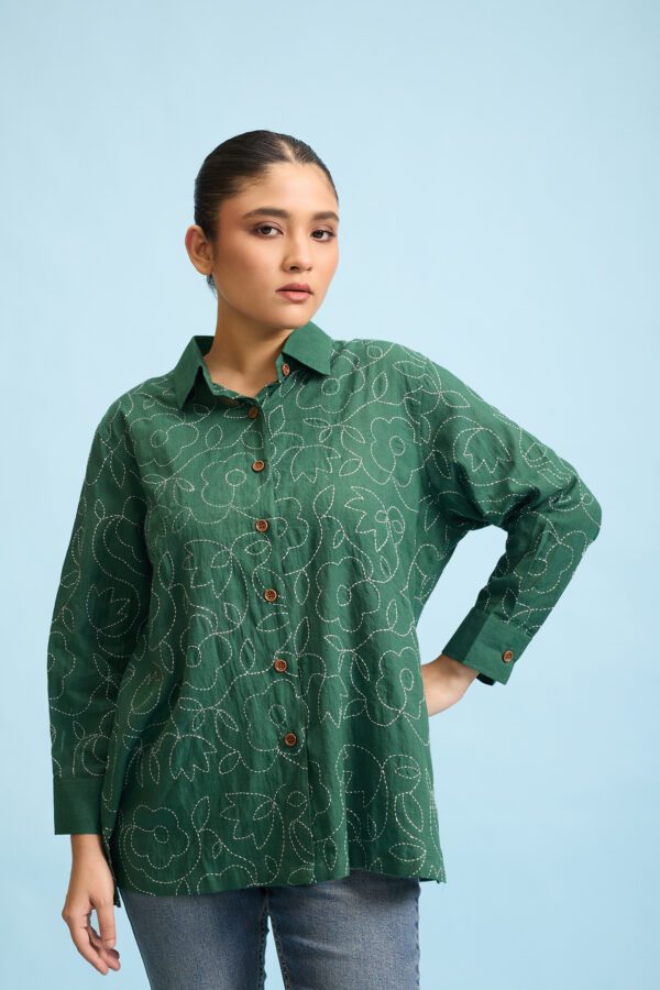 Forest Bloom Shirt – Dark Green