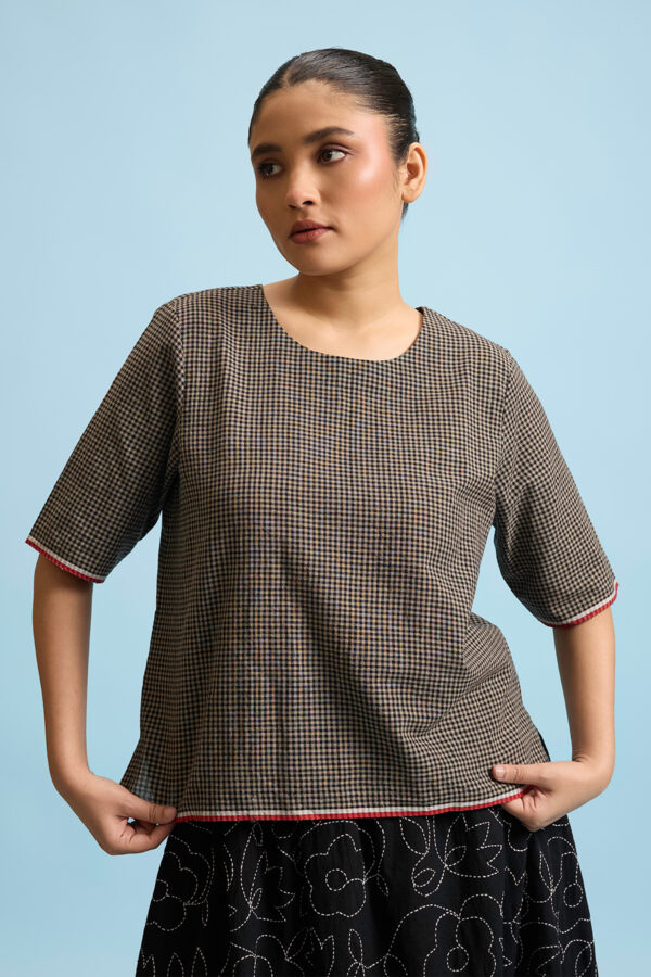 Checks Box Top – Dark Grey