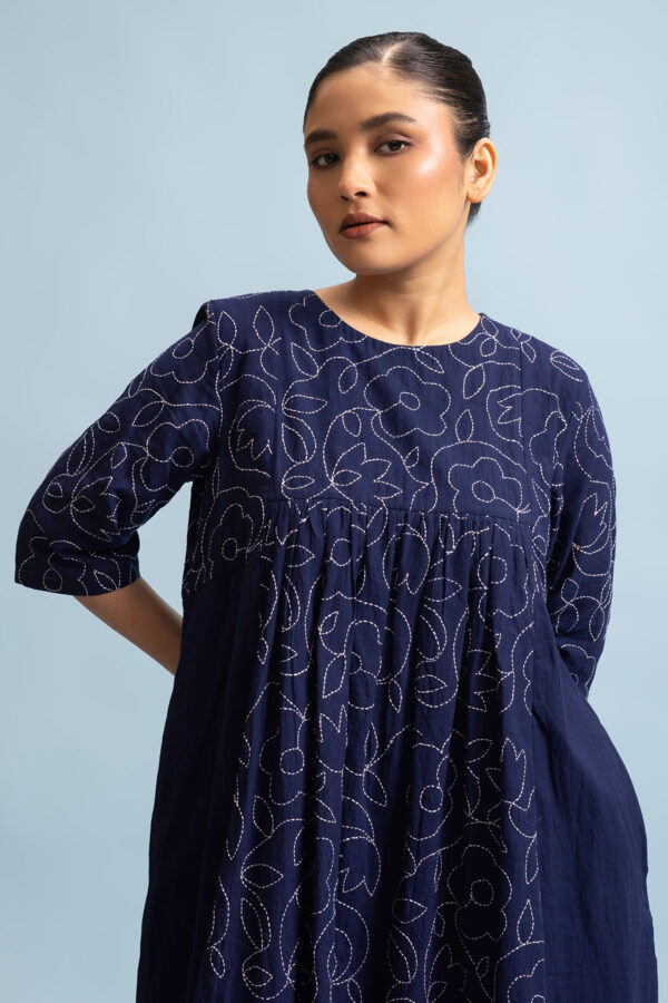 Midnight Bloom Dress – Dark Blue