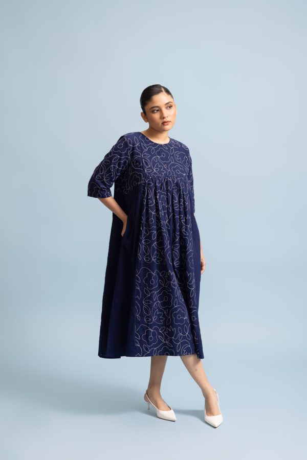Midnight Bloom Dress – Dark Blue