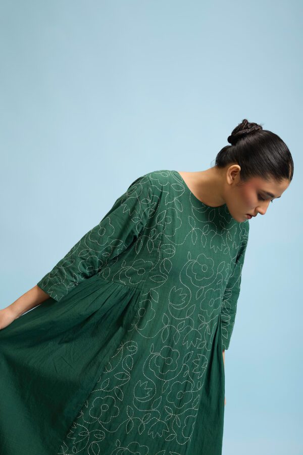 Forest Bloom Dress – Dark Green