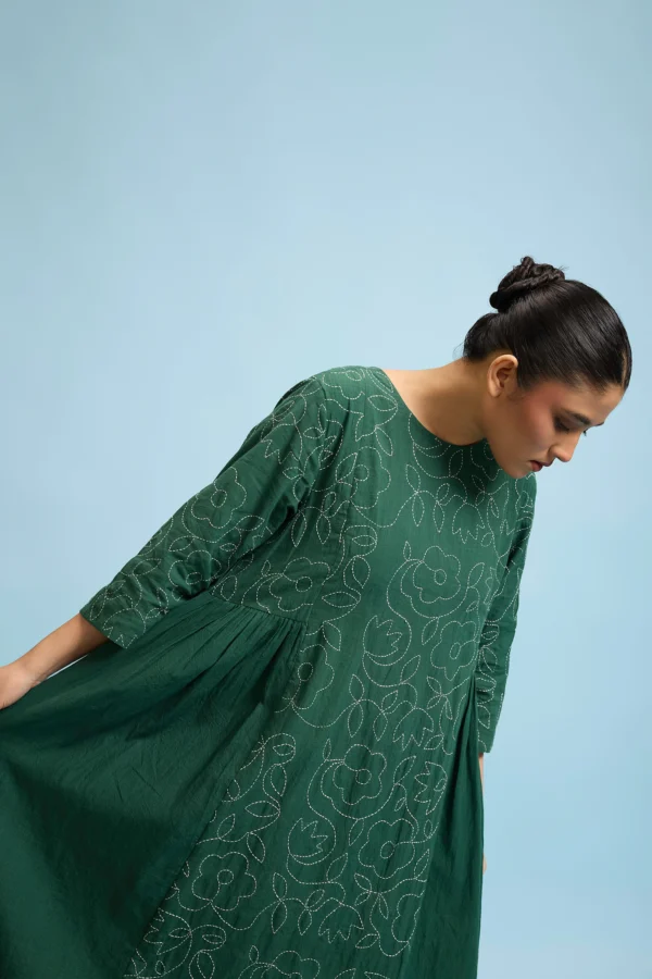 Forest Bloom Dress – Dark Green